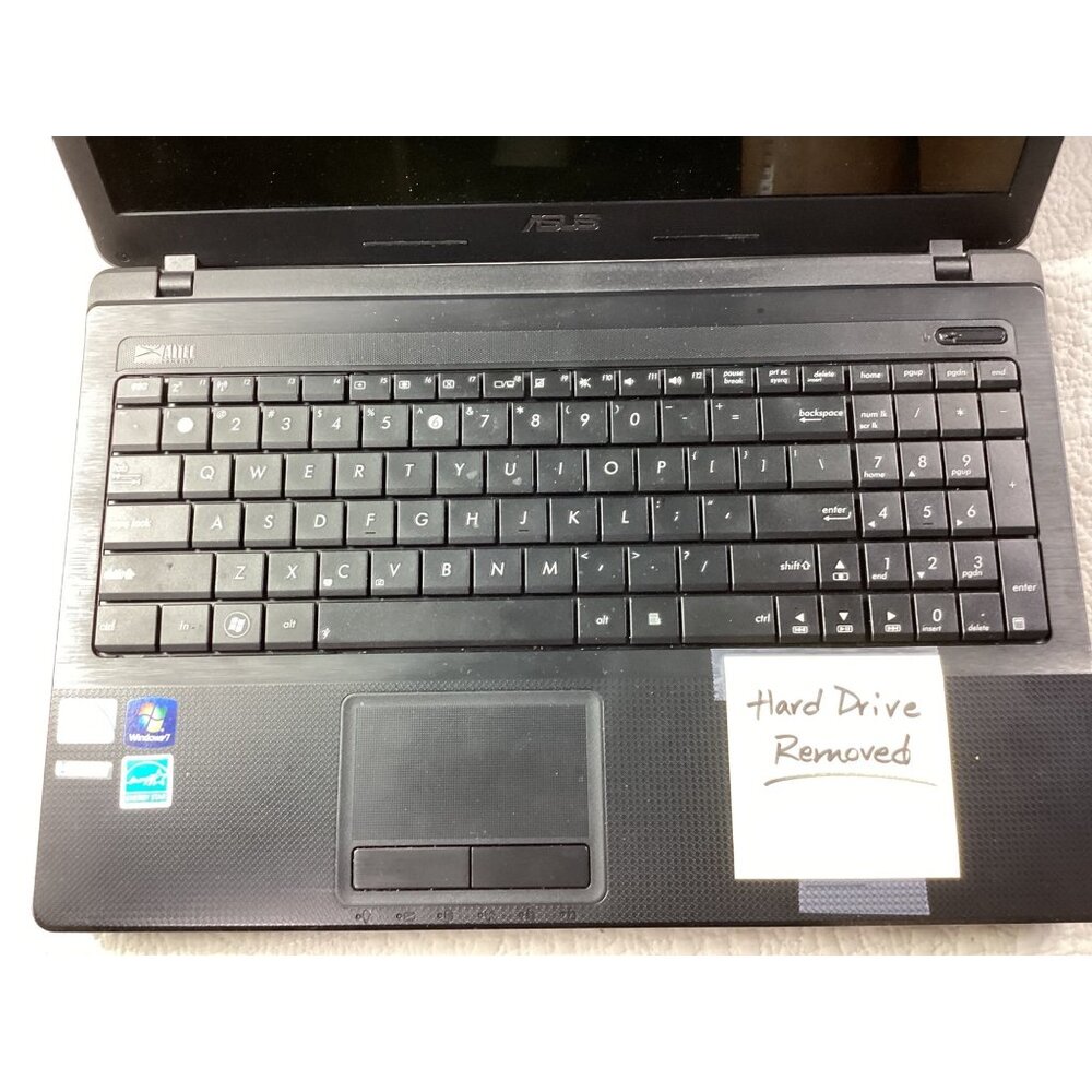 Asus X54C Laptop Black 15” Windows 7*Home Premium*No Hard Drive*Keyboard Tested